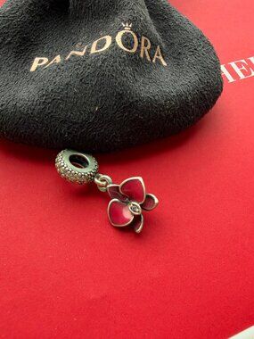 Pandora Pink Orchid Dangle Charm Retired